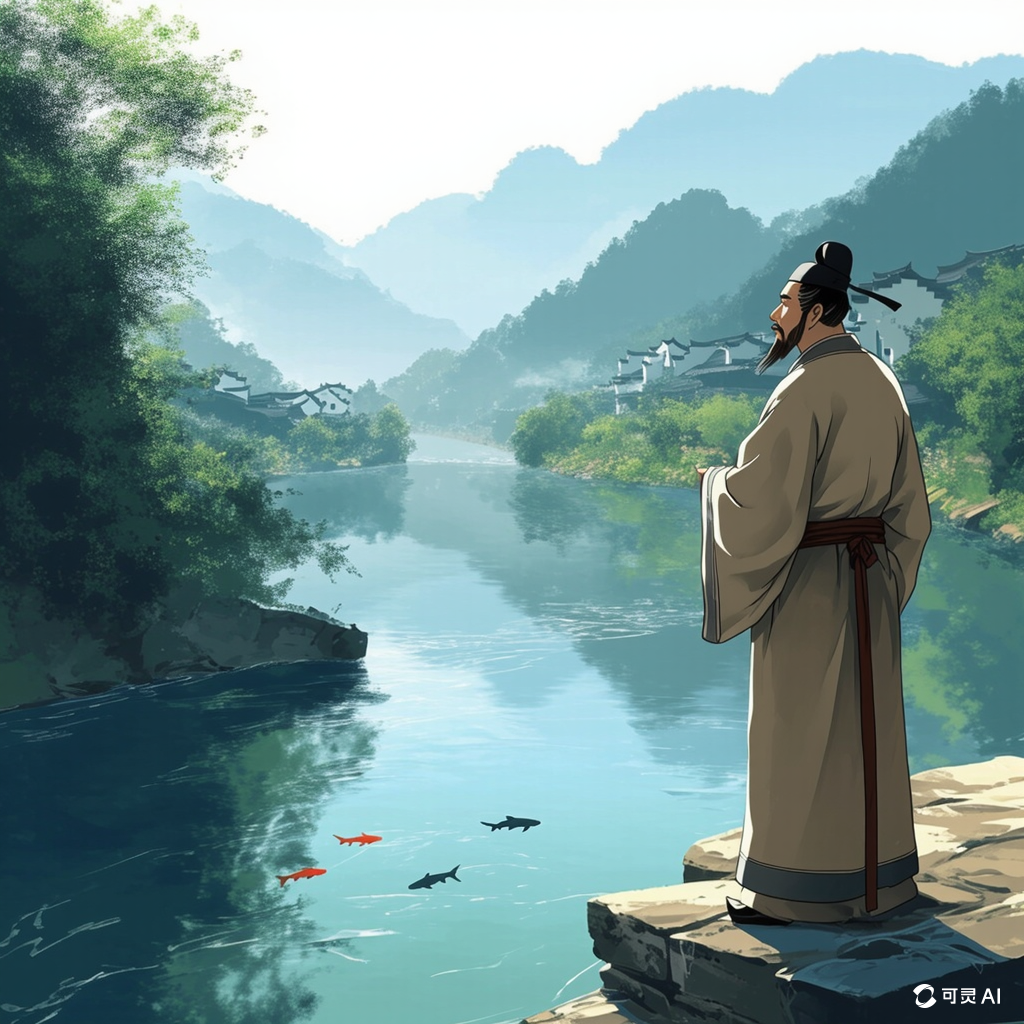 1x1_ai绘制唐代书画大家兼宰相阎立本来到江西上饶玉山冰溪河畔的精美图.png